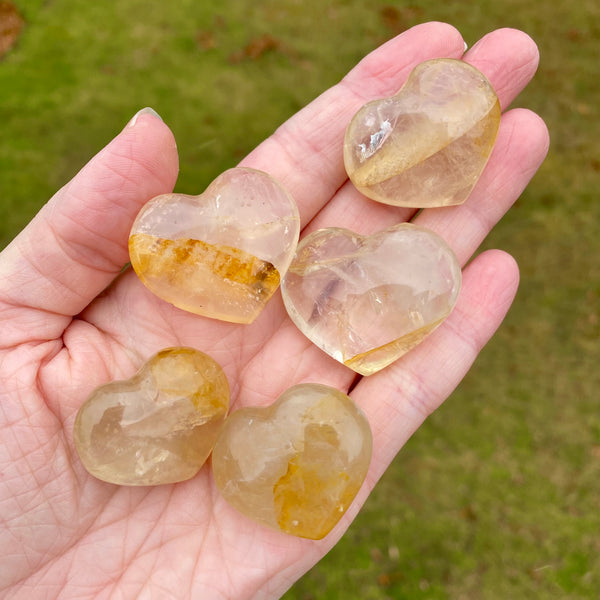 Golden Healer Quartz Heart, Yellow Hematoid Quartz Heart