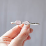 Raw Rose Quartz Bracelet, Sterling Silver