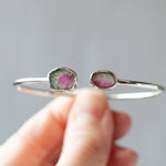 Watermelon Tourmaline Bracelet, Sterling Silver