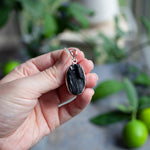 Raw Black Tourmaline Pendant, Sterling Silver