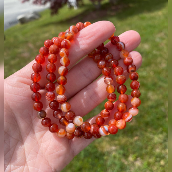 Carnelian Bead Bracelet, 6mm