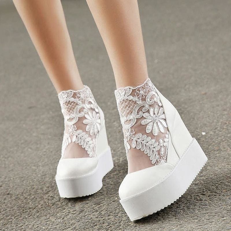 silver platform wedge shoes