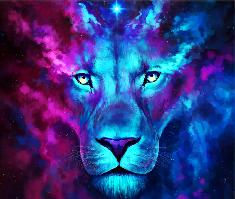 Blue Purple Lion Face 5D Diamond Painting Kits OLOEE