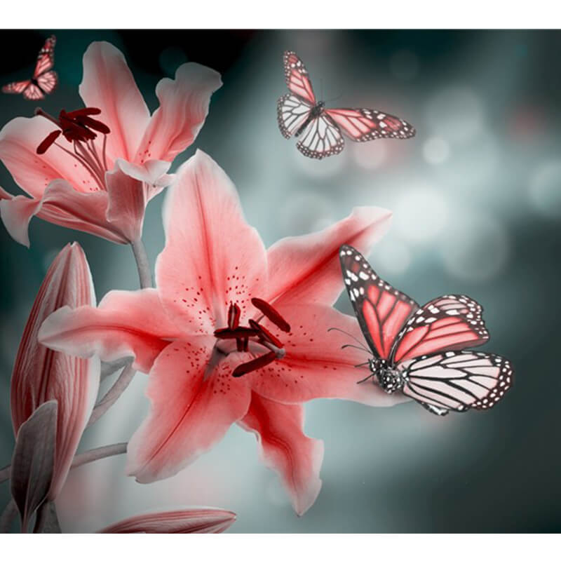 Pink Lily Butterfly | 5D Diamond Painting Kits | OLOEE