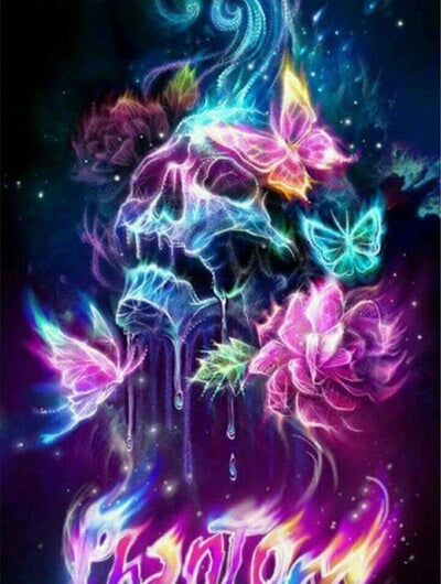 Neon Butterfly Skull Diamond Painting Kits Full Drill Paint With
