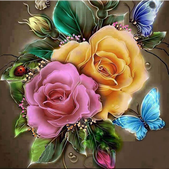 Butterfly Rose | 5D Diamond Painting Kits | OLOEE