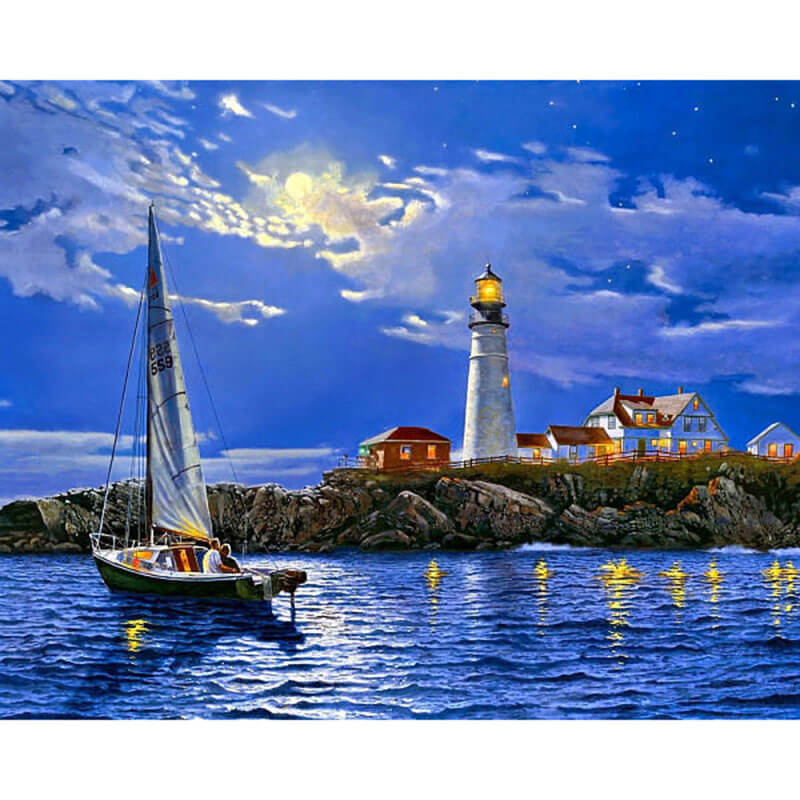 Lighthouse Night Painting | 5D Diamond Painting Kits | OLOEE