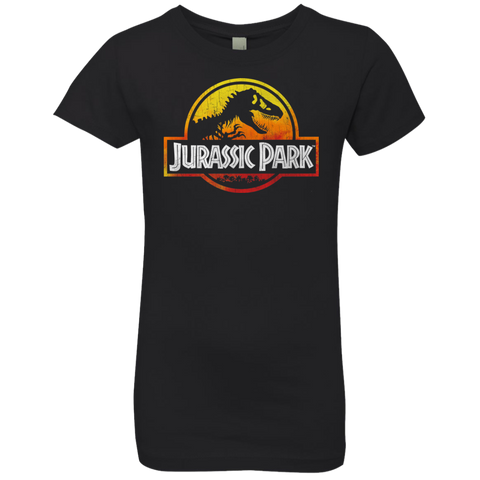 Jurassic Park Sunset Logo Girls Princess T-Shirt Black / YXS Girls Princess T-Shirt - FanClub Gifts