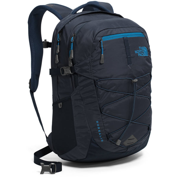 navy blue and pink north face backpack