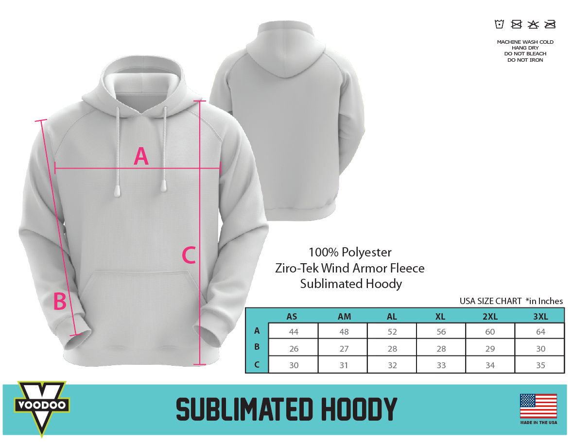 unisex sweatshirt size chart