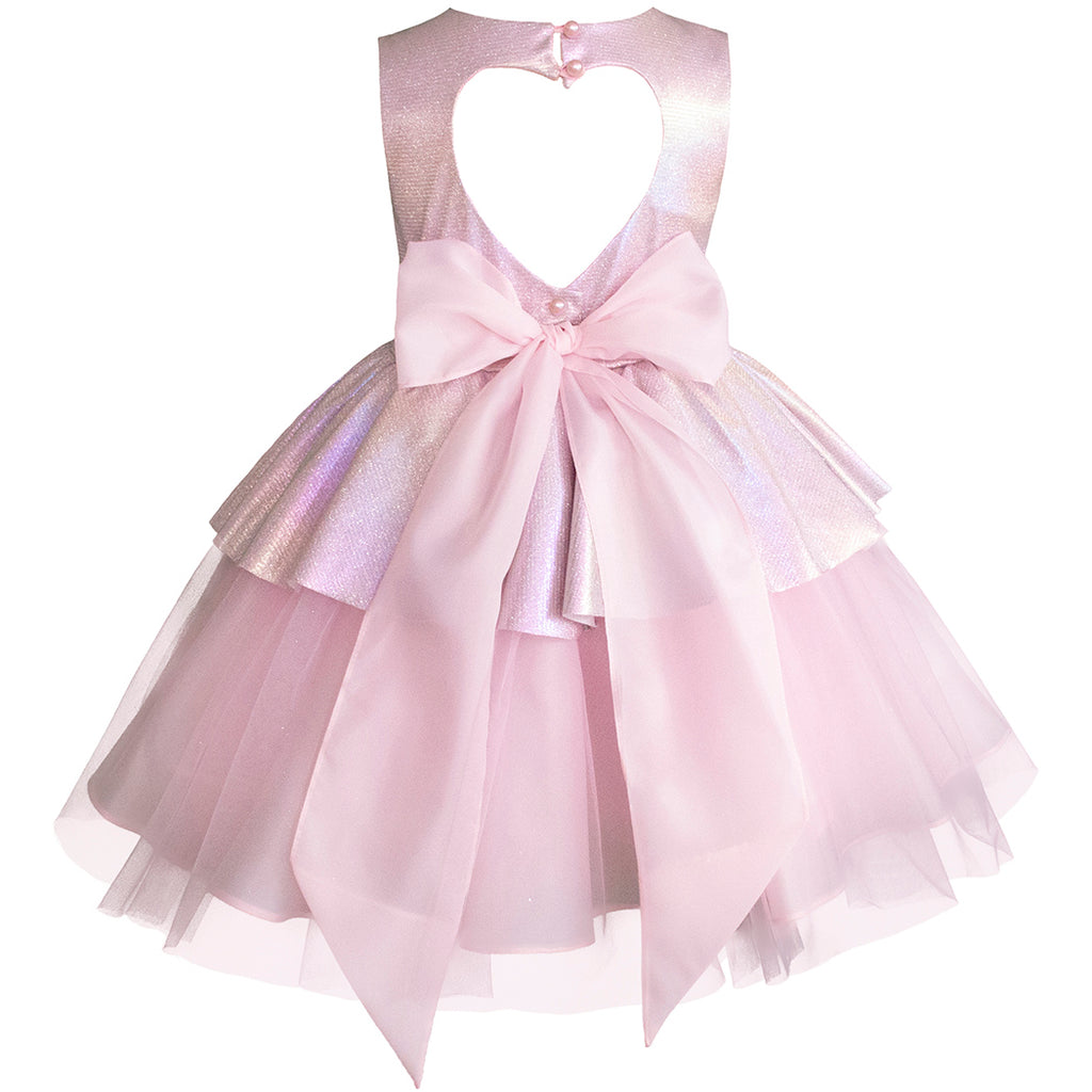 Vestido con para de fiesta Gerat color rosa metalico – Infants Boutique