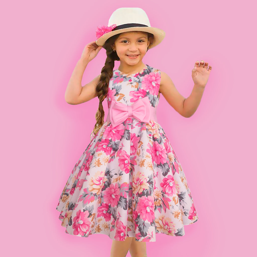 Vestido Gerat para niñas de flores color rosa y gris – Gerat Infants