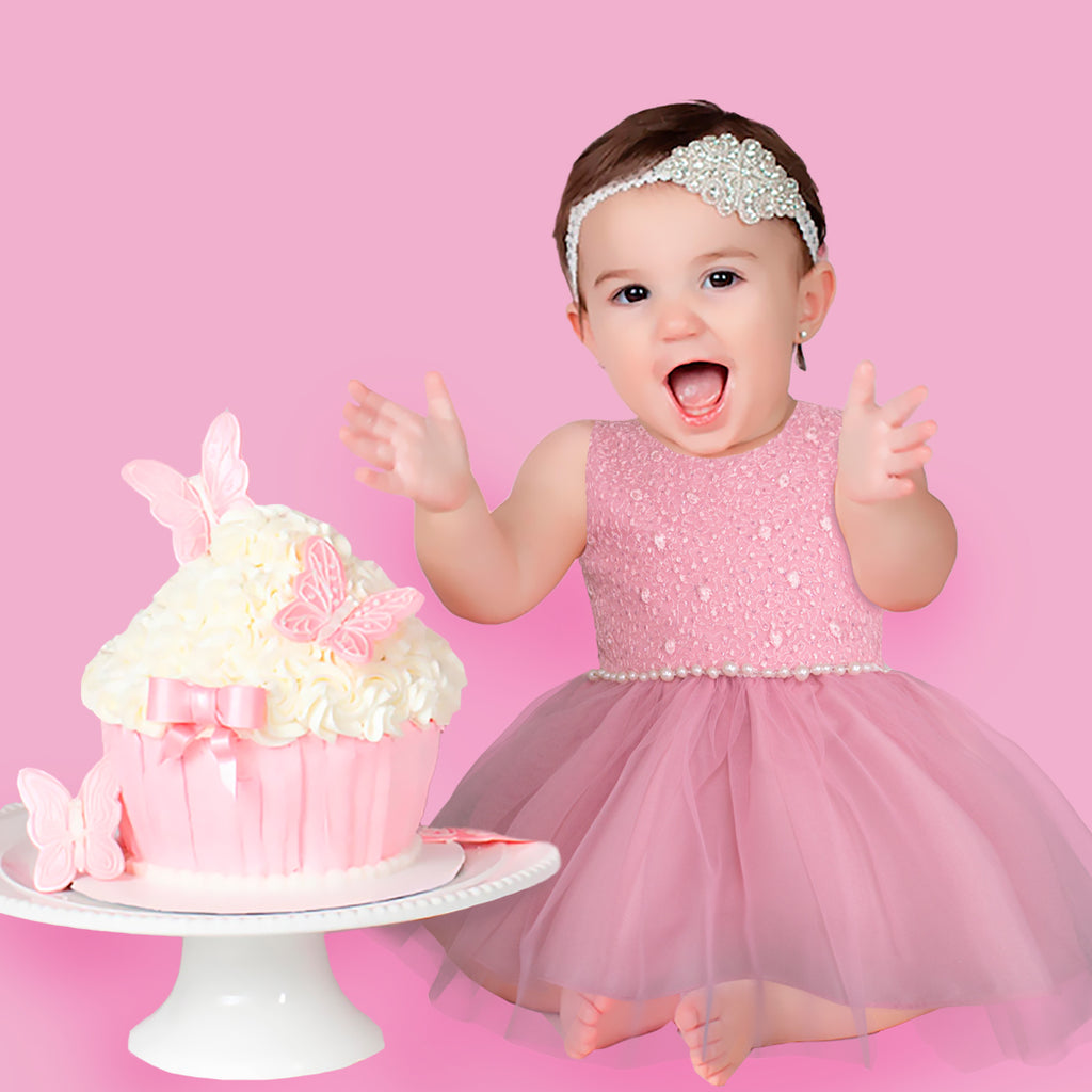 Vestido Gerat para bebé fiesta color rosa – Infants Boutique