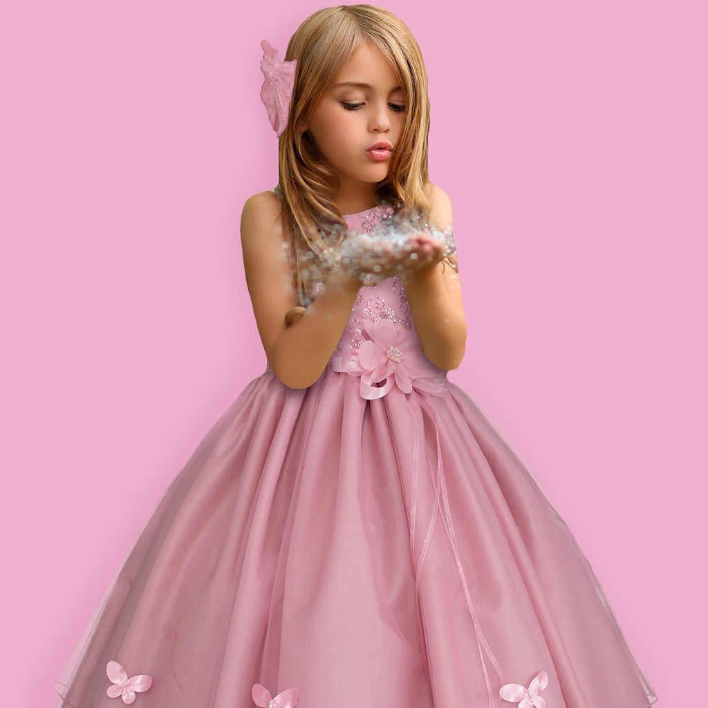 espada episodio álbum Vestido de fiesta para niña Gerat color palo de rosa – Gerat Infants  Boutique