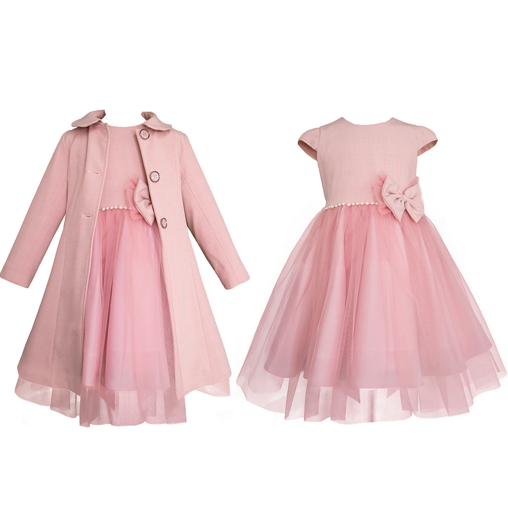 Conjunto niña de abrigo,vestido rosa Gerat – Gerat Boutique