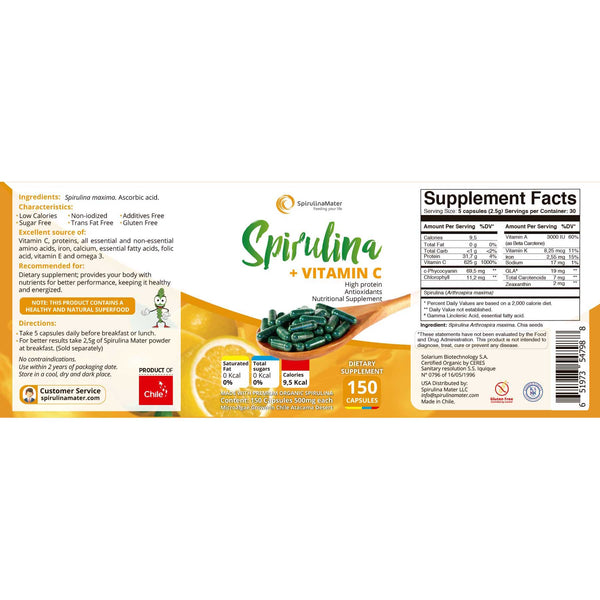 Buy Spirulina and C Supplements SpirulinaMater Spirulina Mater USA