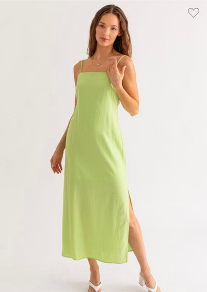 The MIDI Lime Lindsey Dress Court Layne Boutique