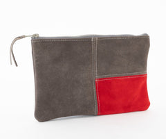 Grey + Red Mondrian Zip Pouch