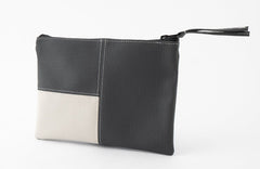 The Mondrian Zip Bag in Grey + White