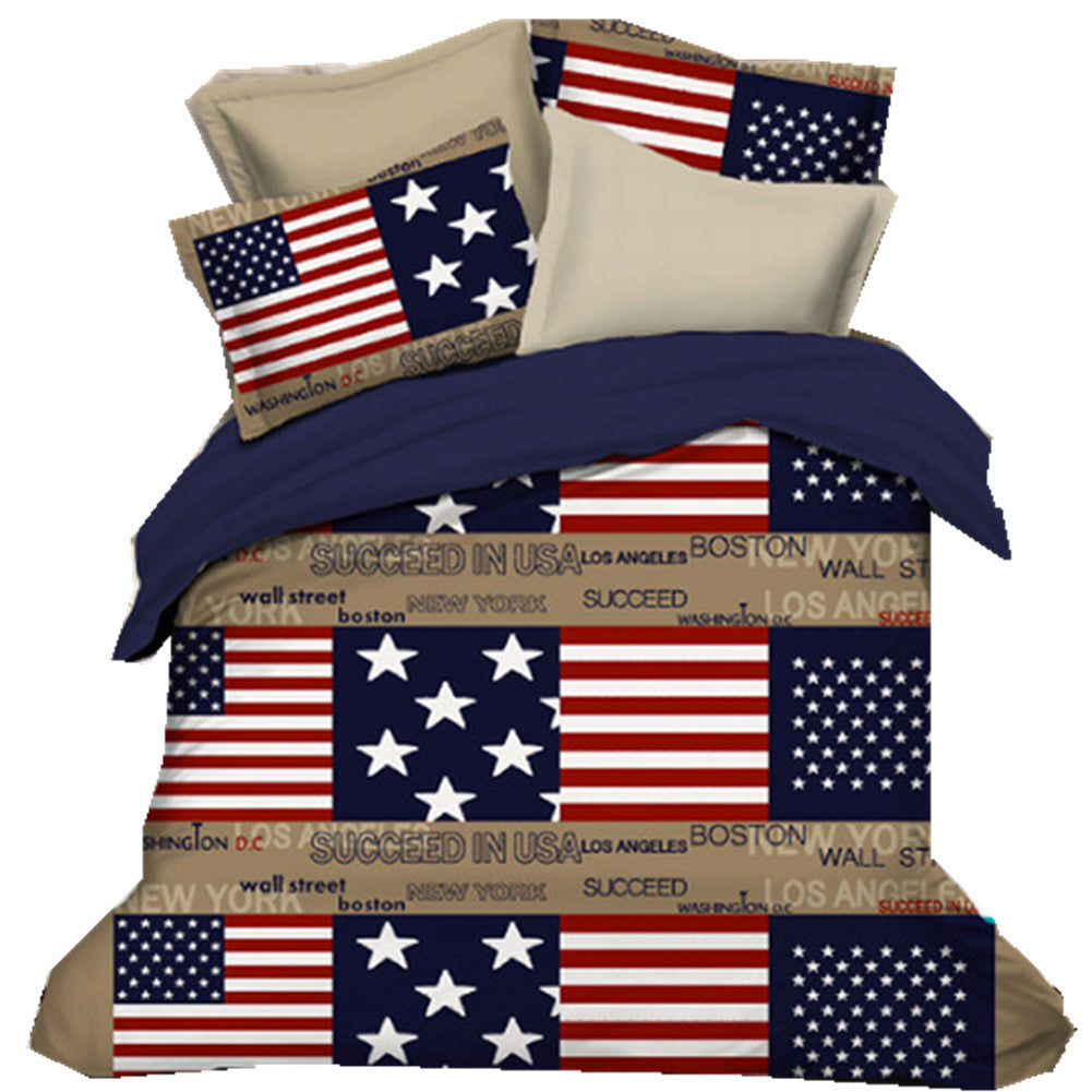 4pcs Bedding Set Usa Flag Bedding Stars And Stripes Bed Set Union