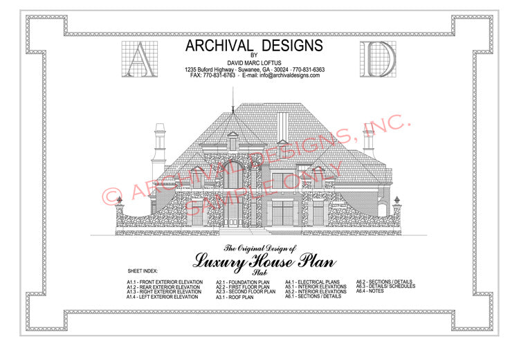 cover sheet of a set of house plans