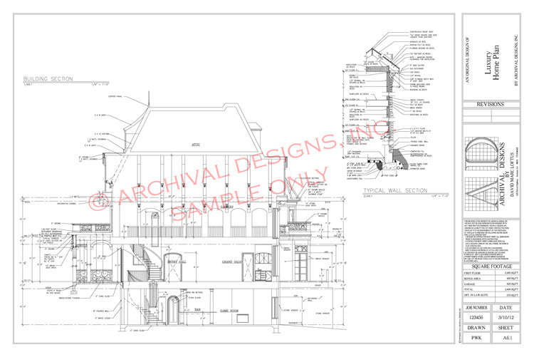 cross section sheet of a set of house plans