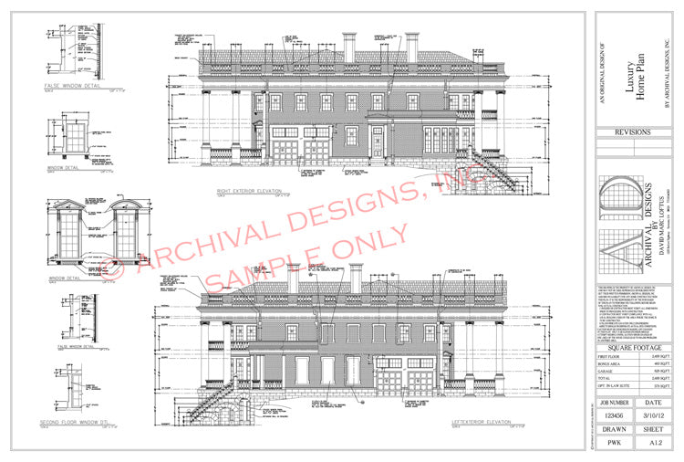right & left elevation sheet of a set of house plans