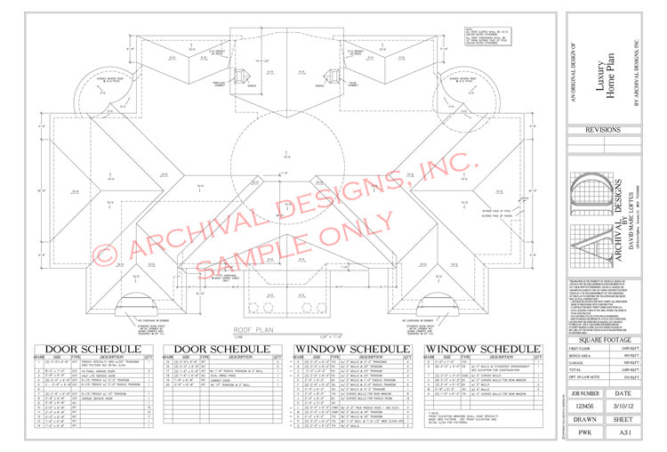 roof plan sheet of a set of house plans