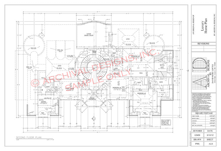 second floor sheet of a set of house plans