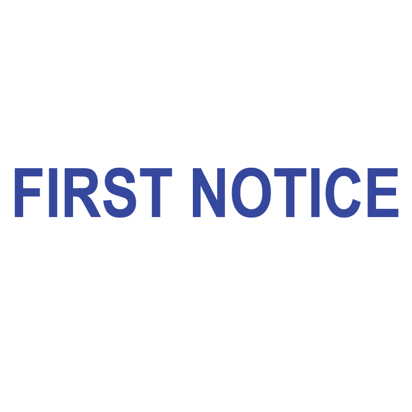 FIRST NOTICE Stamp