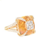 yellow gold citrine and diamond ring