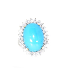 white gold turquoise and diamond statement ring