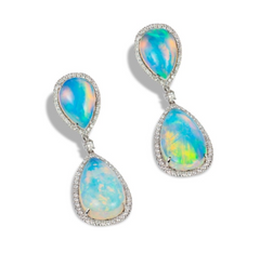 opal and diamond dangling earrings