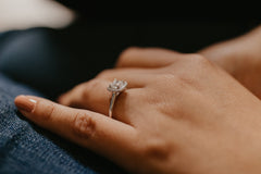 diamond engagement ring on hand 