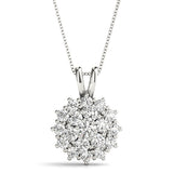 white gold diamond cluster pendant necklace 