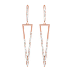 rose gold diamond geometric drop earrings