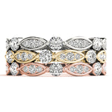 tri color diamond stackable rings 