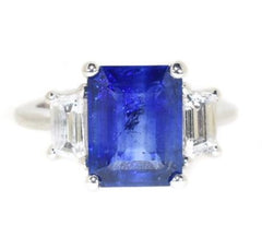 platinum blue sapphire and diamond ring