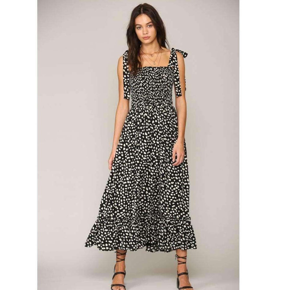 8.28 Boutique - By Together Spotted Smocked Top Midi Dress