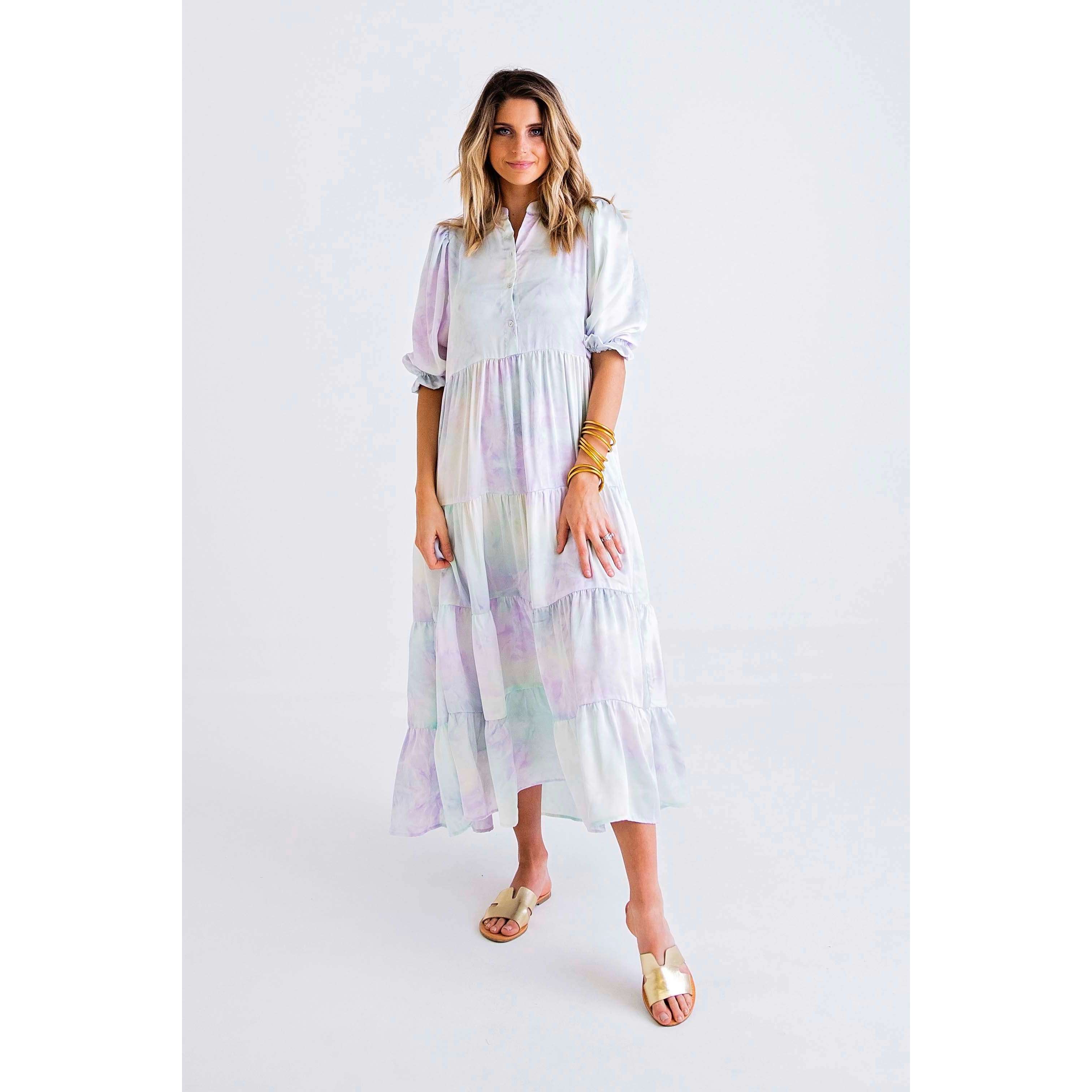 8.28 Boutique - Karlie Clothes Tie-Dye Print Tiered Maxi Dress