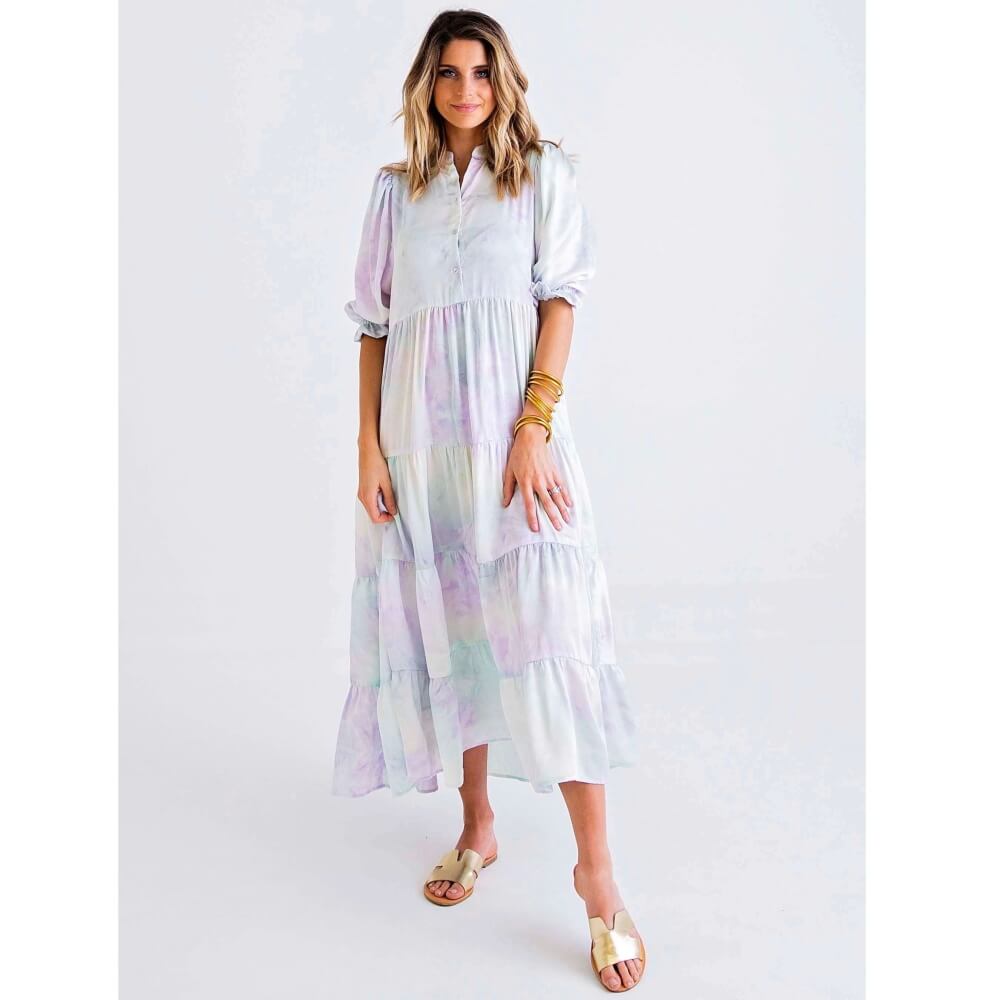 8.28 Boutique - Karlie Clothes Tie-Dye Print Tiered Maxi Dress