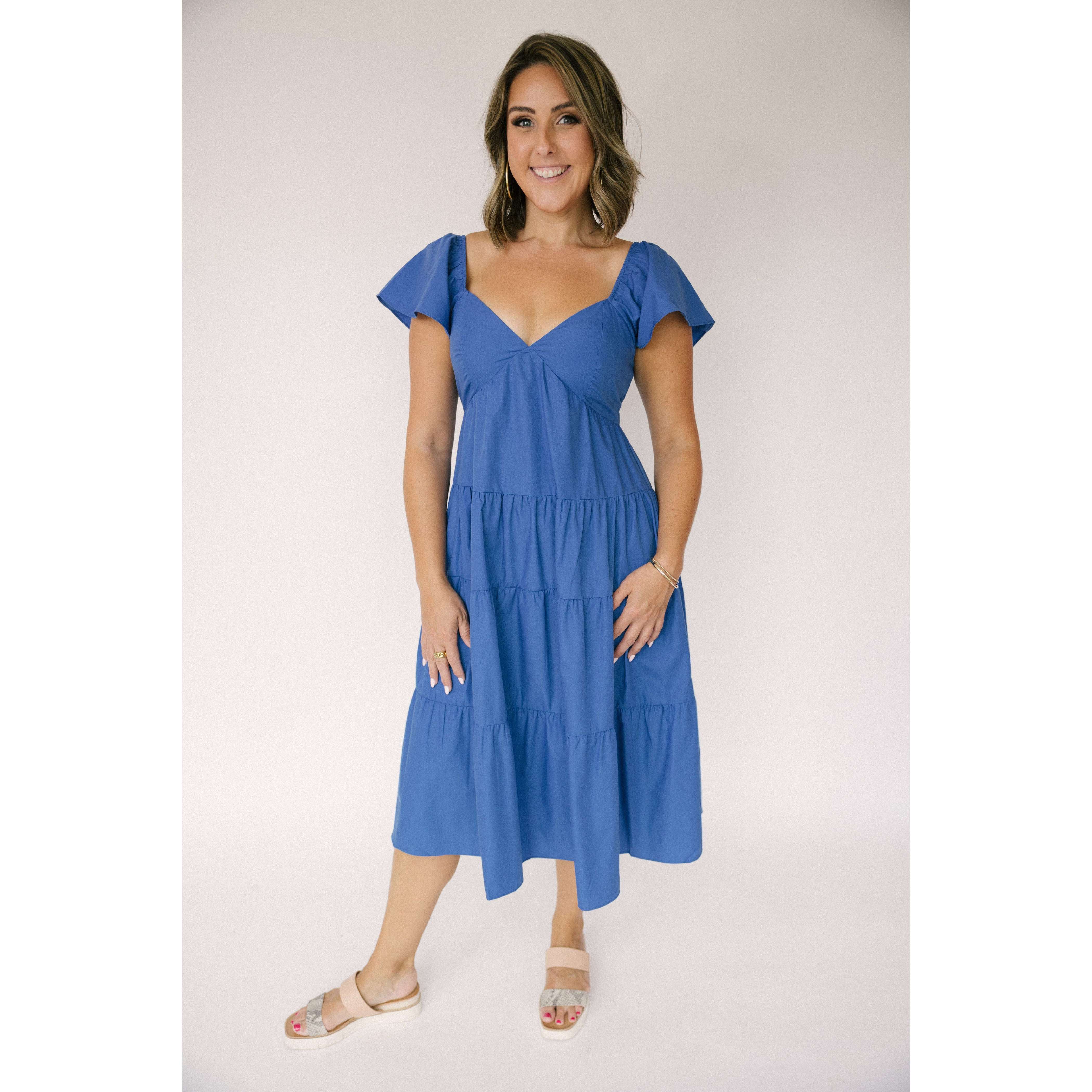 Lucy Paris Zella Tiered Dress in Cobalt