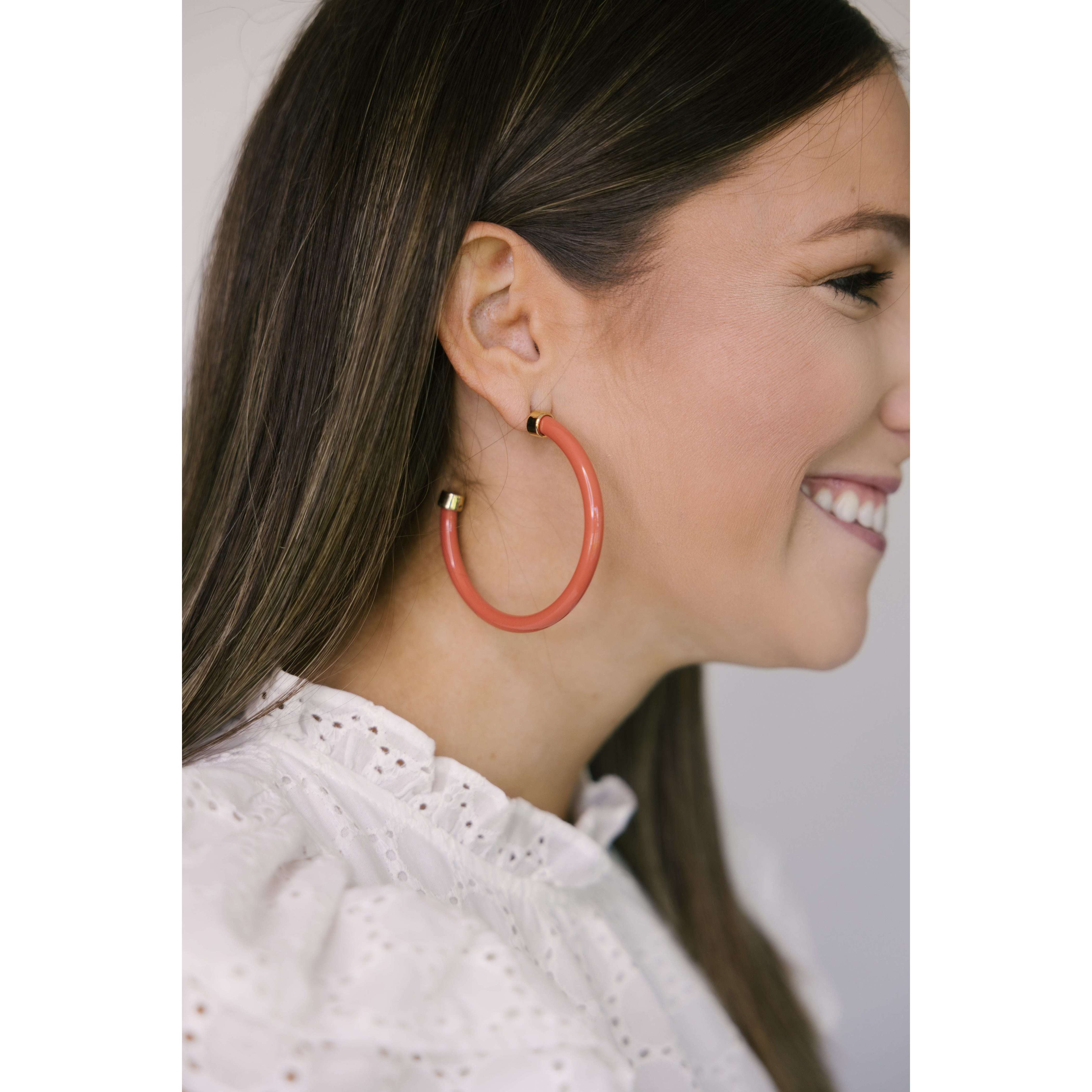 Hoo Hoops Coral Earrings