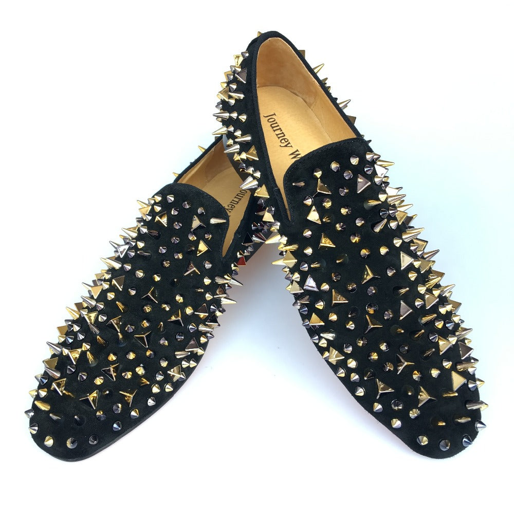 gold spike shoes for men