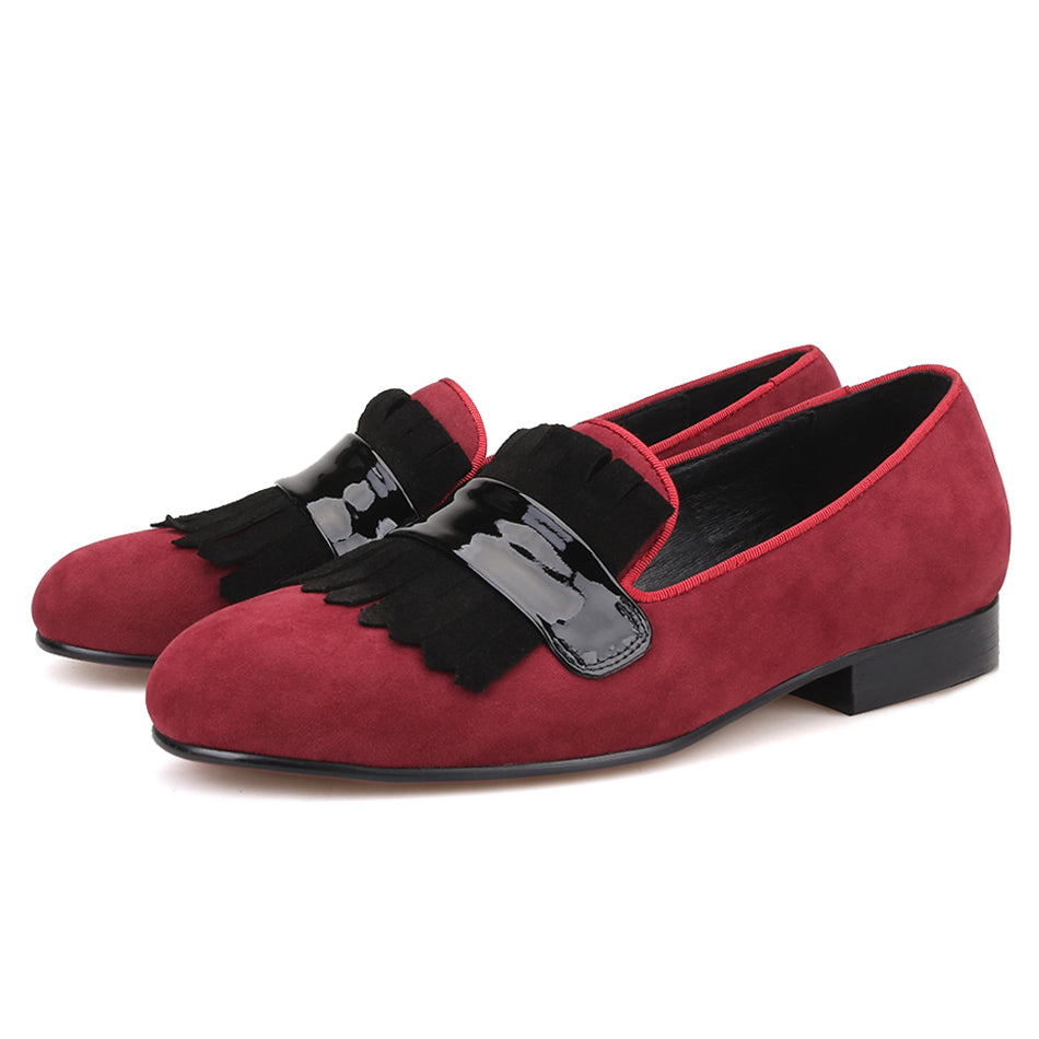 red velvet dress shoes