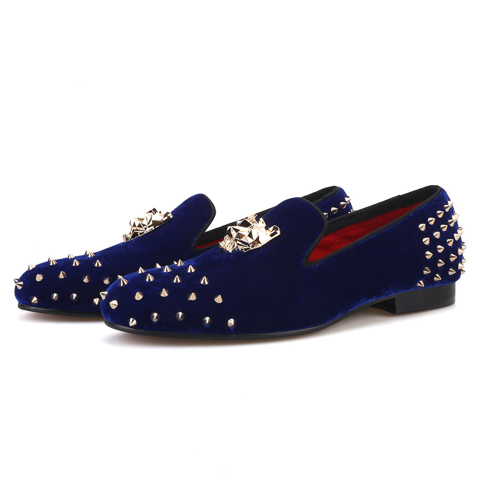 blue and gold loafers