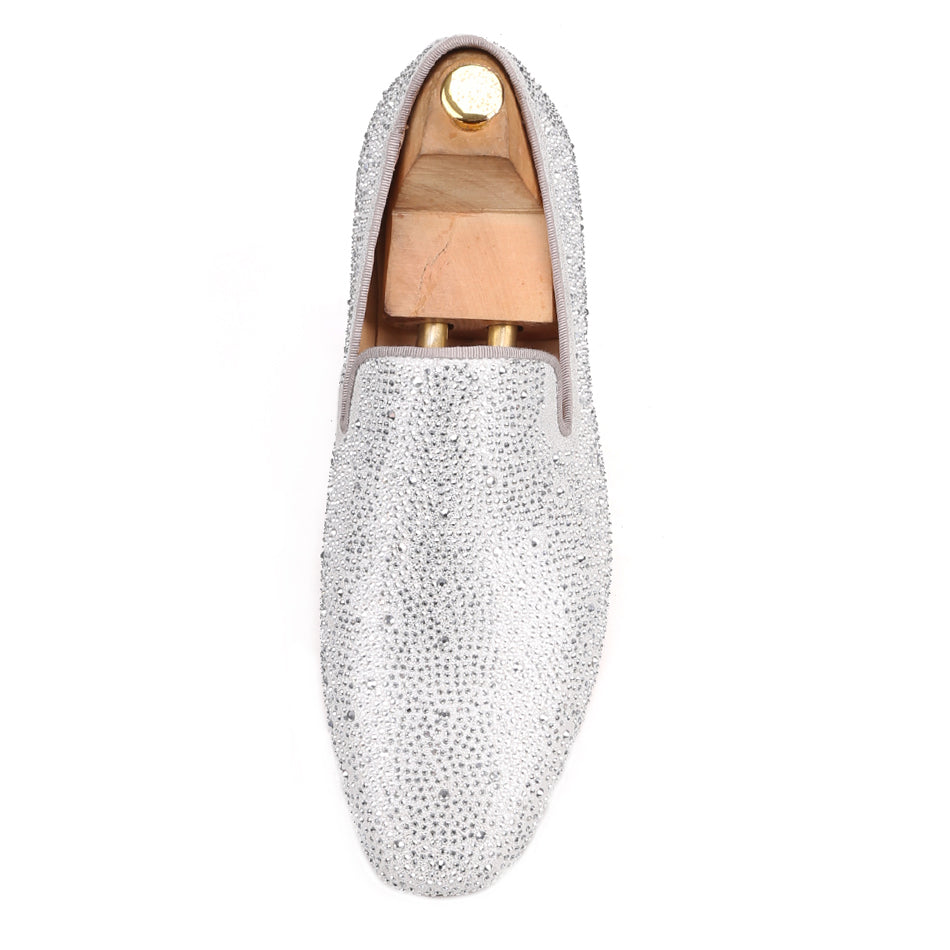 silver formal shoes rhinestones