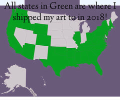 States where Deane has sold art in 2018