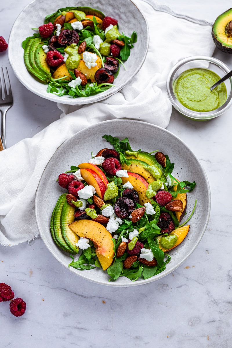Stone Fruit Goats Cheese Salad with Mint Collagen Dressing