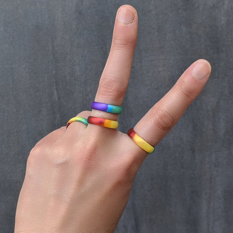rainbow lgbtq silicone rings